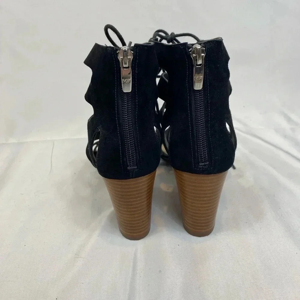 Marc Fisher Suede Lace Up Heels with Zipper Back - Picture 3 of 4